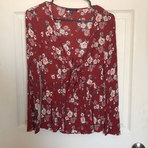 AE Floral Blouse with Bell Sleeves - Small